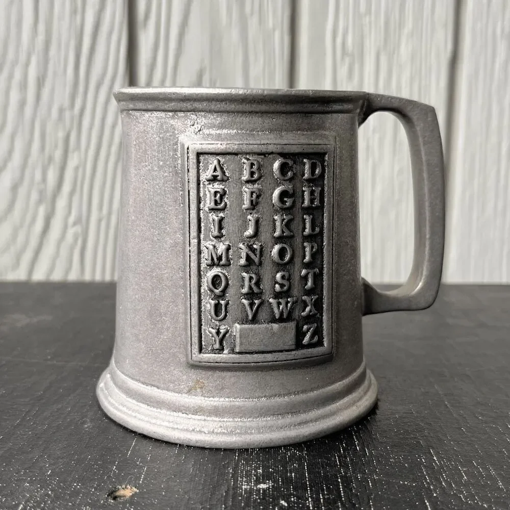 Vintage Pewter Wilton Armetale Alphabet Tankard Mug USA Decor Kids